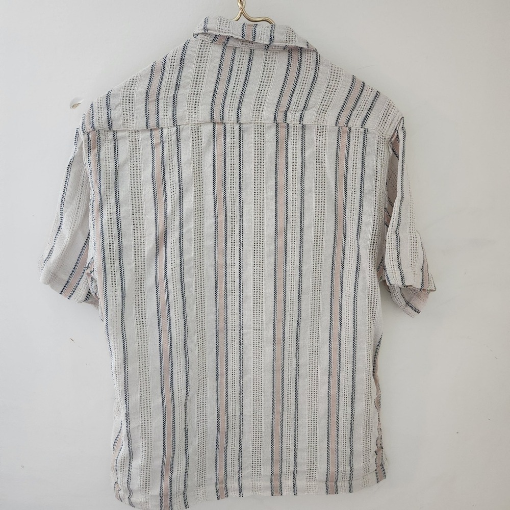 The Vacation Linen Shirt Mens Small Rayon Linen Striped Short Sleeve Button Down - Picture 4 of 6